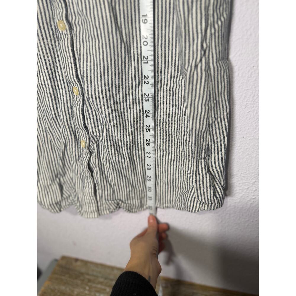 Gap Dress Stripe Button Front V-Neck Sleeveless Lightweight Linen Black Womens S - Picture 4 of 10